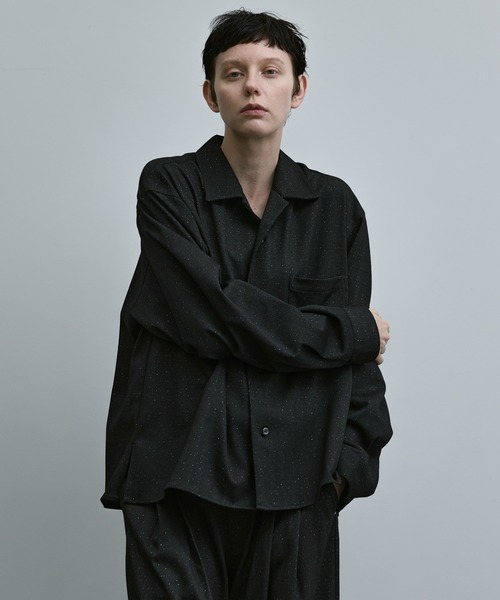 remer（リメール）の「LOOSE BASIC SHIRT "LAME HERRINGBONE" / ルーズベーシックシャツラメヘリンボーン【短丈】（シャツ/ブラウス・メンズ・ブラック・SMALL/MEDIUM/LARGE）」の4枚目の写真