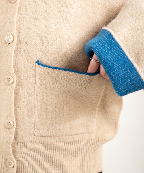 MILLION CARATS（ミリオンカラッツ）の「【ふわ軽あったか＆きれい見え】配色が洒落る！アルパカタッチのWフェイスカーデ（カーディガン/ボレロ・レディース・オフホワイト/チャコールグレー/ブラウン・FREE）」の16枚目の写真