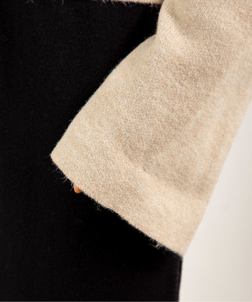 MILLION CARATS（ミリオンカラッツ）の「【ふわ軽あったか＆きれい見え】配色が洒落る！アルパカタッチのWフェイスカーデ（カーディガン/ボレロ・レディース・オフホワイト/チャコールグレー/ブラウン・FREE）」の18枚目の写真