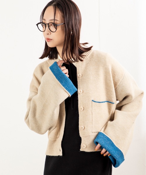 MILLION CARATS（ミリオンカラッツ）の「【ふわ軽あったか＆きれい見え】配色が洒落る！アルパカタッチのWフェイスカーデ（カーディガン/ボレロ・レディース・オフホワイト/チャコールグレー/ブラウン・FREE）」の19枚目の写真