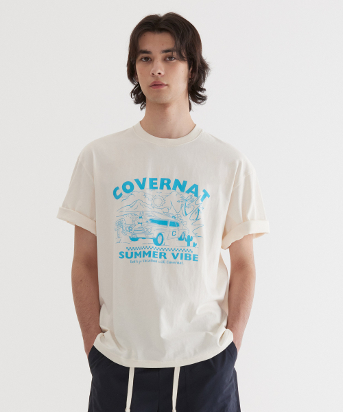 COVERNAT(カバーナット)の「ボリュームカーグラフィックTシャツアイボリー(Tシャツ/カットソー・レディース・その他・X-SMALL/SMALL/MEDIUM/LARGE/X-LARGE/XX-LARGE)」の1枚目の写真