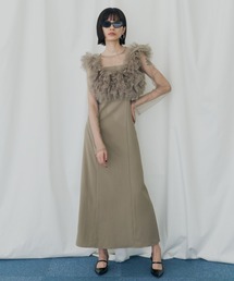 ボリュームチュールパフスリーブドレス / volume tulle puff sleeve