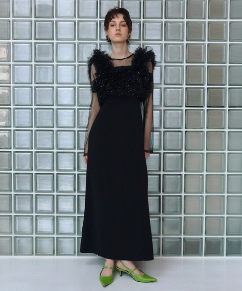 ANDRESD ドレス ラッフルレースガウンレイヤードドレス / ruffle lace