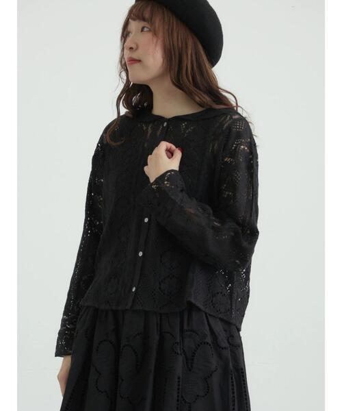 セール】レースパッチワークセーラー襟ブラウス（シャツ/ブラウス