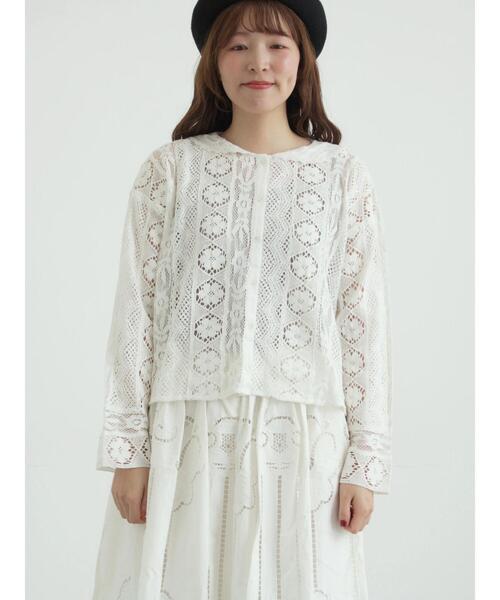 セール】レースパッチワークセーラー襟ブラウス（シャツ/ブラウス