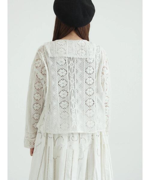 セール】レースパッチワークセーラー襟ブラウス（シャツ/ブラウス