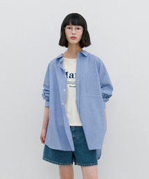 ボーイフィットフローストライプシャツ_Blue
