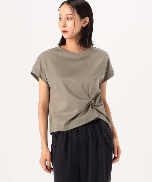 K.T KIYOKO TAKASE（キヨコタカセ）の「〔 TALLサイズ 〕 コットン強撚ポンチ デザインタックシャツ（Tシャツ/カットソー・レディース・ホワイト/ブルー系/ブラック/カーキ・15号）」の4枚目の写真