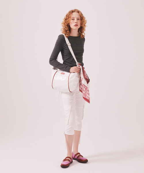 MENASOO(ミナス)の「Brushed Striped Boatneck Long T Shirt_Khaki(Tシャツ/カットソー・レディース・カーキ・F)」の6枚目の写真