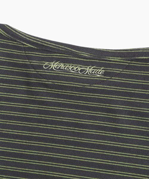 MENASOO(ミナス)の「Brushed Striped Boatneck Long T Shirt_Khaki(Tシャツ/カットソー・レディース・カーキ・F)」の15枚目の写真