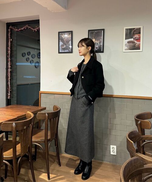 MICANE(ミケーネ)の「ジェシカウールロングスカート(スカート・レディース・ブラック/チャコール・X-SMALL/SMALL/MEDIUM/LARGE/X-LARGE/XX-LARGE)」の3枚目の写真