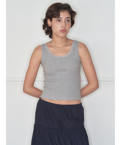 HOMEBODY THINGS(ホームバディ ティングズ)の「HBT Glow Lace Tank Top (GREY)(Tシャツ/カットソー・レディース・その他・FREE)」の4枚目の写真