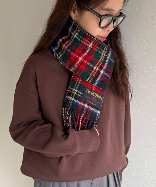 TWEED MILL/ツイードミル】サイドステッチウールチェックマフラー