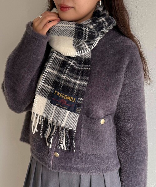 TWEED MILL/ツイードミル】サイドステッチウールチェックマフラー
