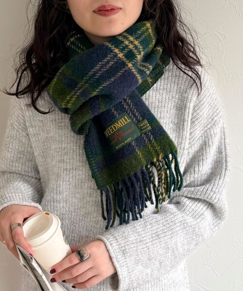 THE TOE チェック柄 マフラー TWEED MILL/ツイードミル】サイドステッチウールチェックマフラー
