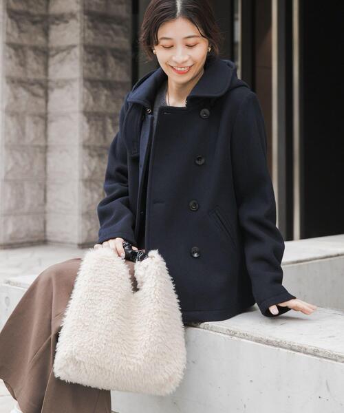 URBAN RESEARCH DOORS（アーバンリサーチドアーズ）の「ショールカラー2WAYショートコート（その他アウター・レディース・キャメル/ネイビー・SMALL/MEDIUM）」の3枚目の写真