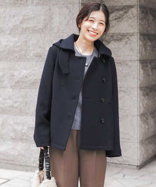 セール】ショールカラー2WAYショートコート｜冬服/暖かい/ウール/通勤