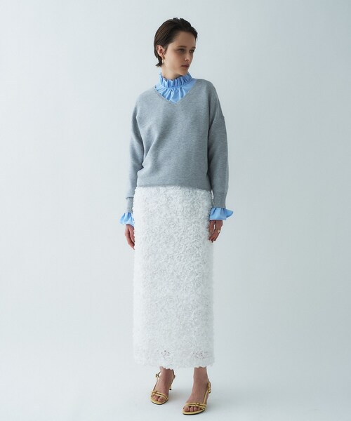 cloenc（クロエンス）の「【オケージョン／手洗い可】フラワーチュールレーススカート（スカート・レディース・ホワイト系4/ブラック系3・01/02/03）」の7枚目の写真