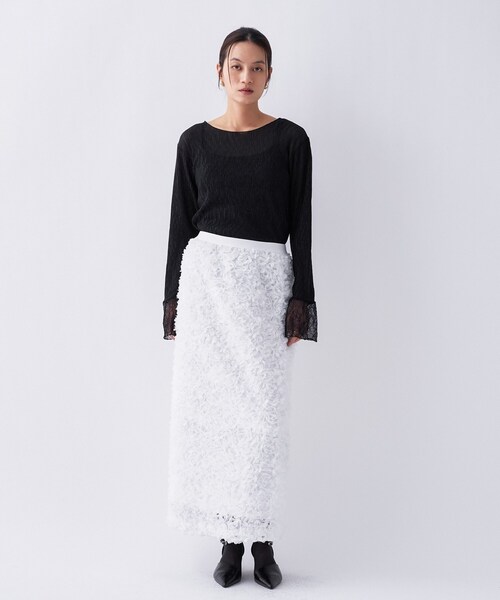 cloenc（クロエンス）の「【オケージョン／手洗い可】フラワーチュールレーススカート（スカート・レディース・ホワイト系4/ブラック系3・01/02/03）」の9枚目の写真