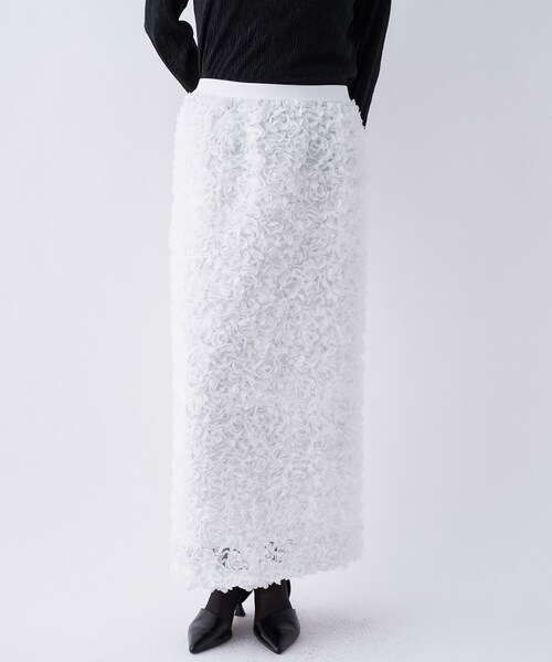 cloenc（クロエンス）の「【オケージョン／手洗い可】フラワーチュールレーススカート（スカート・レディース・ホワイト系4/ブラック系3・01/02/03）」の10枚目の写真