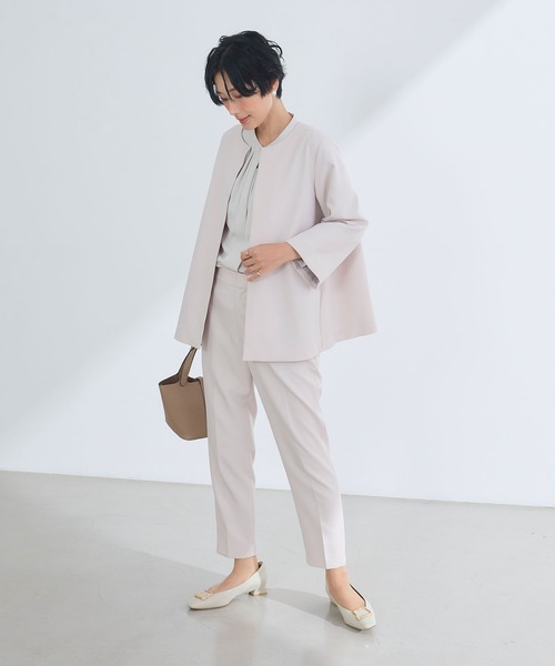 CROSS FUNCTION（クロスファンクション）の「《洗える・シワになりにくい》2点セット 正解 Aラインフレアジャケット&テーパードパンツ　5サイズ展開【CROSS FUNCTION/クロスファンクション】（スーツセット・レディース・ネイビー/ブラック/ライトベージュ・7号/9号/11号/13号/15号）」の2枚目の写真