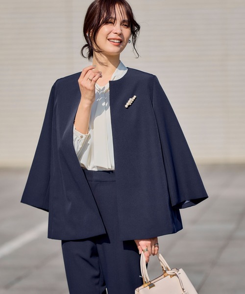 CROSS FUNCTION（クロスファンクション）の「《洗える・シワになりにくい》2点セット 正解 Aラインフレアジャケット&テーパードパンツ　5サイズ展開【CROSS FUNCTION/クロスファンクション】（スーツセット・レディース・ネイビー/ブラック/ライトベージュ・7号/9号/11号/13号/15号）」の11枚目の写真