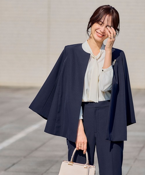 CROSS FUNCTION（クロスファンクション）の「《洗える・シワになりにくい》2点セット 正解 Aラインフレアジャケット&テーパードパンツ　5サイズ展開【CROSS FUNCTION/クロスファンクション】（スーツセット・レディース・ネイビー/ブラック/ライトベージュ・7号/9号/11号/13号/15号）」の8枚目の写真