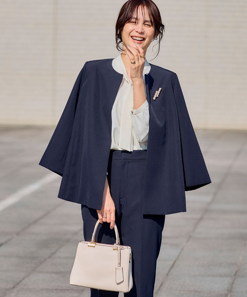 CROSS FUNCTION（クロスファンクション）の「《洗える・シワになりにくい》2点セット 正解 Aラインフレアジャケット&テーパードパンツ　5サイズ展開【CROSS FUNCTION/クロスファンクション】（スーツセット・レディース・ネイビー/ブラック/ライトベージュ・7号/9号/11号/13号/15号）」の7枚目の写真