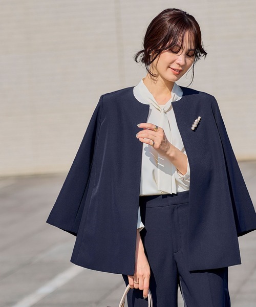 CROSS FUNCTION（クロスファンクション）の「《洗える・シワになりにくい》2点セット 正解 Aラインフレアジャケット&テーパードパンツ　5サイズ展開【CROSS FUNCTION/クロスファンクション】（スーツセット・レディース・ネイビー/ブラック/ライトベージュ・7号/9号/11号/13号/15号）」の10枚目の写真