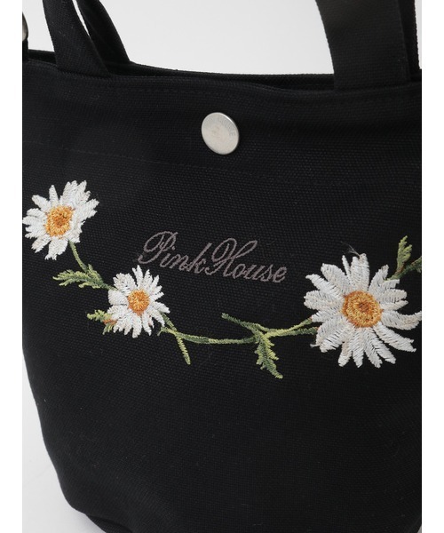 PINK HOUSE（ピンクハウス）の「マーガレットブーケ刺繍ミニトートポシェット（ショルダーバッグ・レディース・ブラック/サックスブルー/ピンク/ラベンダー・フリー）」の15枚目の写真