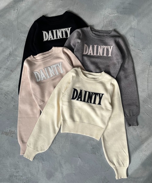 one after another NICE CLAUP(ワンアフターアナザーナイスクラップ)の「ツイードフロントロゴニット(ニット/セーター・レディース・アイボリー/ブラック/杢グレー/ピンク・FREE)」の5枚目の写真