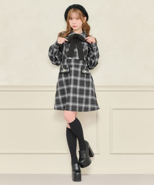 apres jour(アプレジュール)の「配色ボウタイミニワンピース(ワンピース・レディース・ブラウン系その他/ブラック系その他・X-LARGE/フリー)」の5枚目の写真