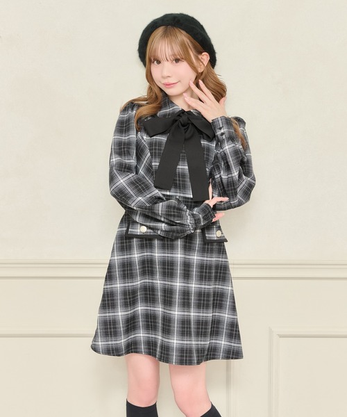 apres jour(アプレジュール)の「配色ボウタイミニワンピース(ワンピース・レディース・ブラウン系その他/ブラック系その他・X-LARGE/フリー)」の7枚目の写真