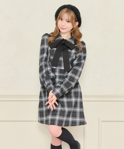 apres jour(アプレジュール)の「配色ボウタイミニワンピース(ワンピース・レディース・ブラウン系その他/ブラック系その他・X-LARGE/フリー)」の8枚目の写真