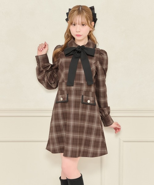 apres jour(アプレジュール)の「配色ボウタイミニワンピース(ワンピース・レディース・ブラウン系その他/ブラック系その他・X-LARGE/フリー)」の12枚目の写真