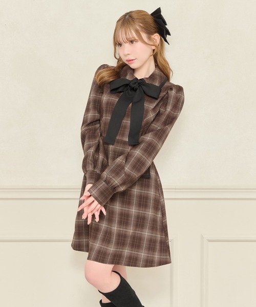 apres jour(アプレジュール)の「配色ボウタイミニワンピース(ワンピース・レディース・ブラウン系その他/ブラック系その他・X-LARGE/フリー)」の13枚目の写真