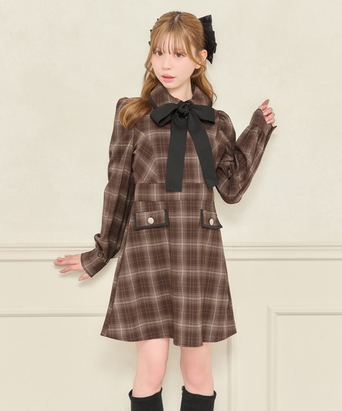 apres jour(アプレジュール)の「配色ボウタイミニワンピース(ワンピース・レディース・ブラウン系その他/ブラック系その他・X-LARGE/フリー)」の14枚目の写真