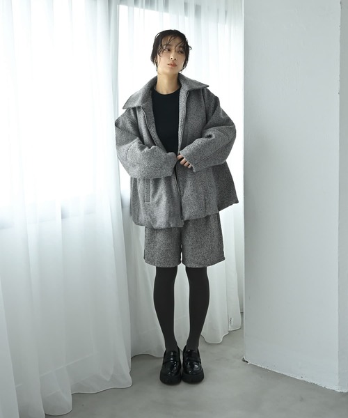 STYLE DELI（スタイルデリ）の「【BLK001】カールシャギーバルーンジャケット（その他アウター・レディース・アイボリー/チャコール・FREE）」の21枚目の写真