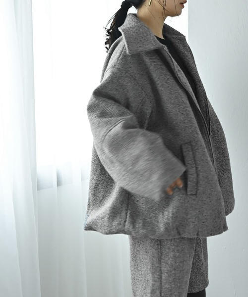 STYLE DELI（スタイルデリ）の「【BLK001】カールシャギーバルーンジャケット（その他アウター・レディース・アイボリー/チャコール・FREE）」の3枚目の写真