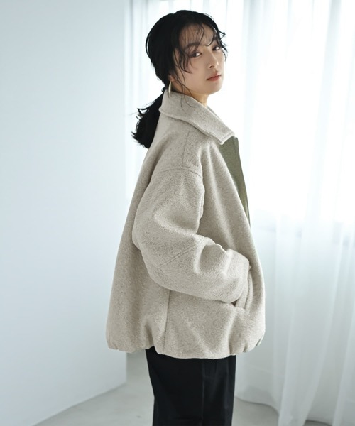 STYLE DELI（スタイルデリ）の「【BLK001】カールシャギーバルーンジャケット（その他アウター・レディース・アイボリー/チャコール・FREE）」の6枚目の写真