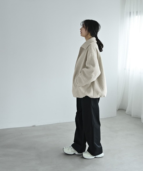STYLE DELI（スタイルデリ）の「【BLK001】カールシャギーバルーンジャケット（その他アウター・レディース・アイボリー/チャコール・FREE）」の9枚目の写真