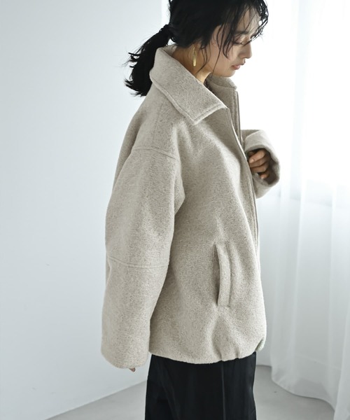 STYLE DELI（スタイルデリ）の「【BLK001】カールシャギーバルーンジャケット（その他アウター・レディース・アイボリー/チャコール・FREE）」の10枚目の写真