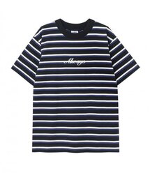 ALWAYS EMBROIDERED STRIPE T-SHIRT(BLACK)