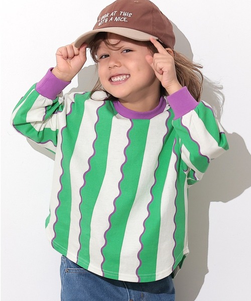 Ocean&Ground（オーシャン&グラウンド）の「ソウガララウンドロンT（Tシャツ/カットソー・キッズ・マスタード/グリーン/ピンク/ブラック/エメラルド/アイボリー・80/100/110/120/130/140/90/95）」の3枚目の写真