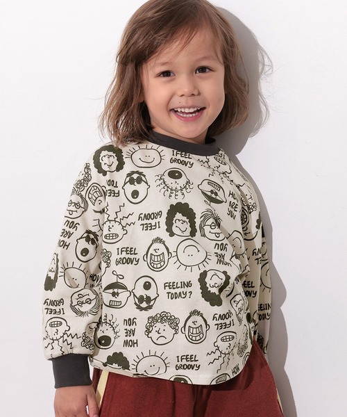 Ocean&Ground（オーシャン&グラウンド）の「ソウガララウンドロンT（Tシャツ/カットソー・キッズ・マスタード/グリーン/ピンク/ブラック/エメラルド/アイボリー・80/100/110/120/130/140/90/95）」の2枚目の写真