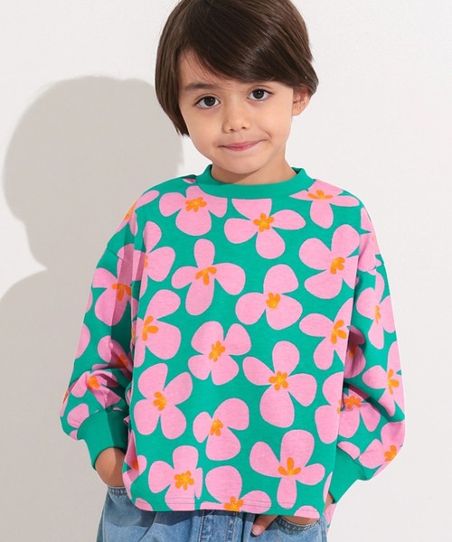 Ocean&Ground（オーシャン&グラウンド）の「ソウガララウンドロンT（Tシャツ/カットソー・キッズ・マスタード/グリーン/ピンク/ブラック/エメラルド/アイボリー・80/100/110/120/130/140/90/95）」の4枚目の写真