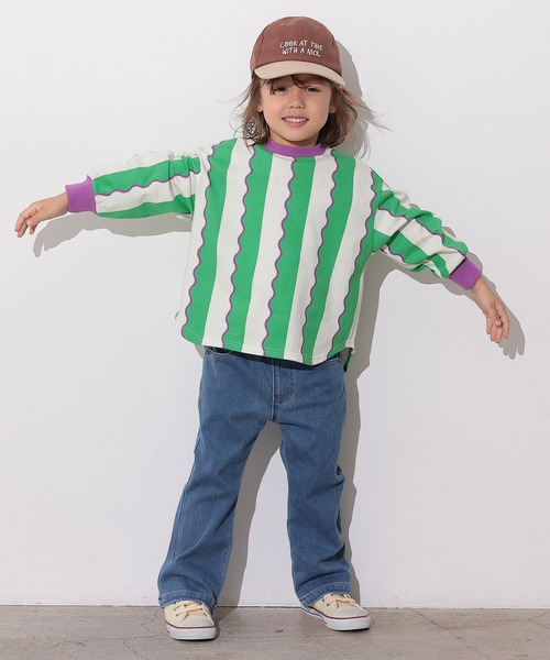 Ocean&Ground（オーシャン&グラウンド）の「ソウガララウンドロンT（Tシャツ/カットソー・キッズ・マスタード/グリーン/ピンク/ブラック/エメラルド/アイボリー・80/100/110/120/130/140/90/95）」の18枚目の写真