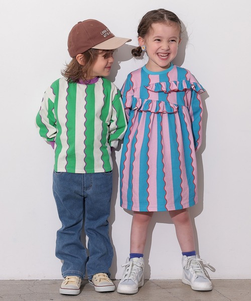 Ocean&Ground（オーシャン&グラウンド）の「ソウガララウンドロンT（Tシャツ/カットソー・キッズ・マスタード/グリーン/ピンク/ブラック/エメラルド/アイボリー・80/100/110/120/130/140/90/95）」の8枚目の写真