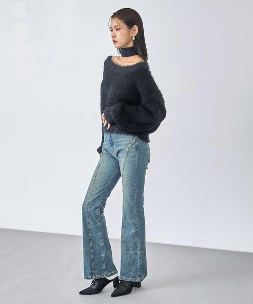 ANAP(アナップ)の「スタッズポイントフレアデニムパンツ(その他パンツ・レディース・ブラック/ブルー・M/S)」の9枚目の写真
