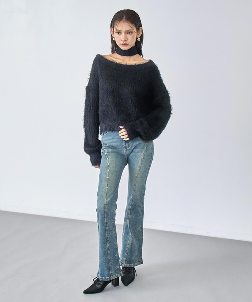 ANAP(アナップ)の「スタッズポイントフレアデニムパンツ(その他パンツ・レディース・ブラック/ブルー・M/S)」の8枚目の写真